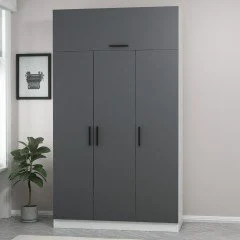 Gardırop 3 Kapılı, 2 Çekmeceli ve Gardırop Beyaz Antrasit